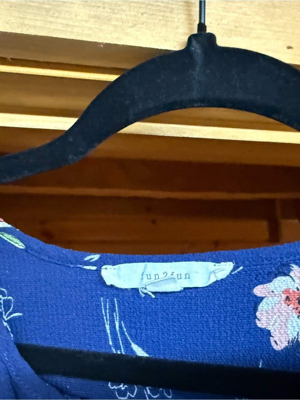 fun 2 fun Blue Floral Casual Top